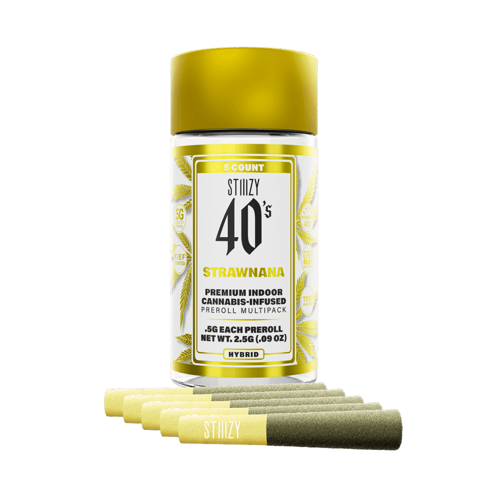 Stiiizy 40 | 5 Pack | Infused | Live Resin & Kief | Strawnana | 2.5g (5 x 0.5g)
