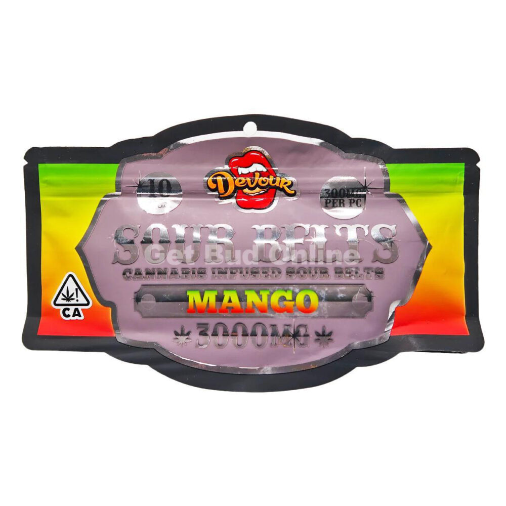 Devour | Gummies | Sour Belts | Mango | 10 Pack | 3000mg (10 x 300mg)