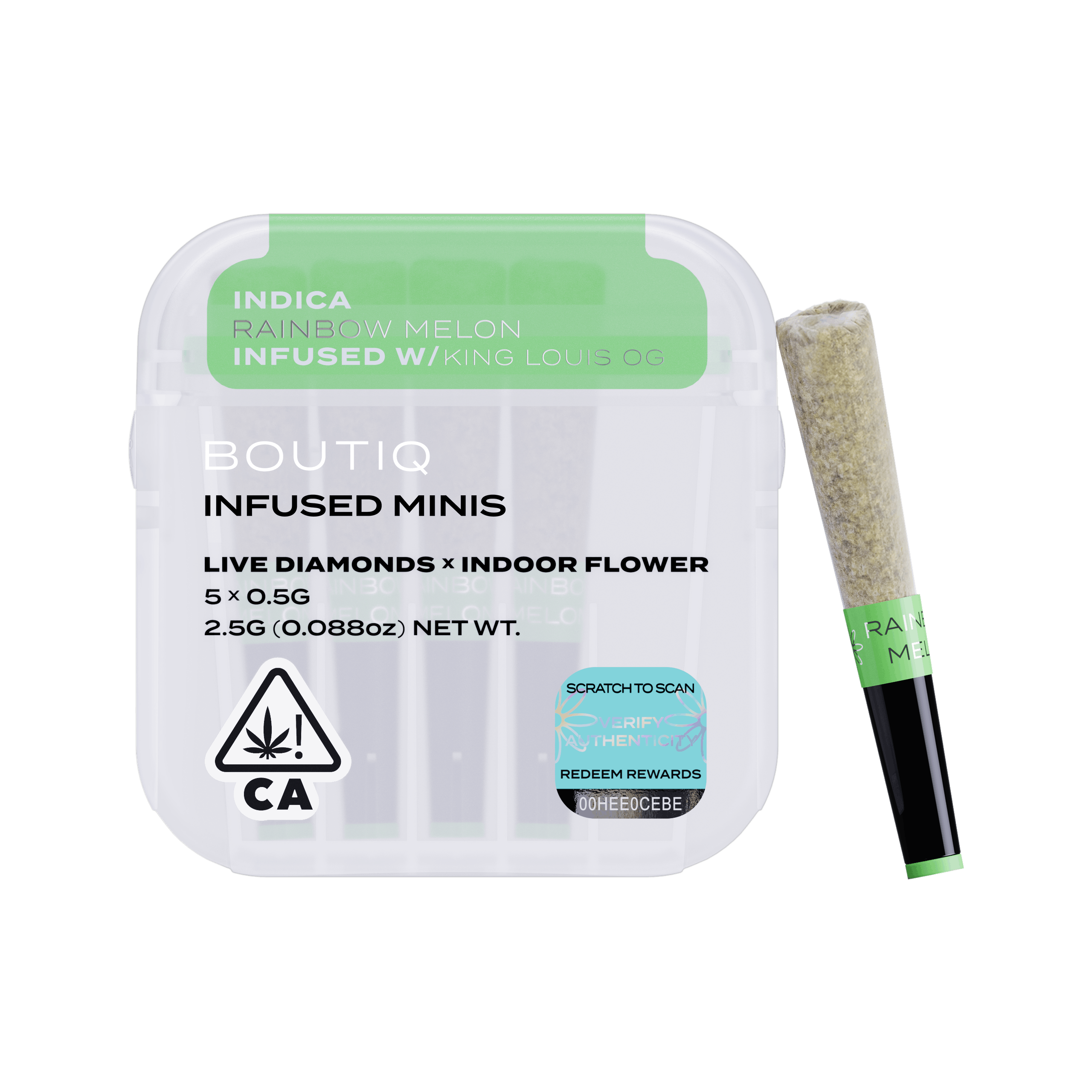 Boutiq | 5 Pack | Infused | Live Diamonds | Rainbow Melon (King Louie OG) | 2.5g (5 x 0.5g)