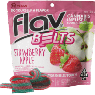 FLAV | Gummies | Belts | Live Resin | Strawberry Apple (S) | 10 Pack | 1000mg (10pcs x 10mg)