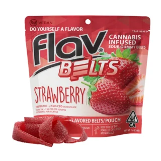 FLAV | Gummies | Belts | Live Resin | Strawberry (S) | 10 Pack | 1000mg (10pcs x 10mg)