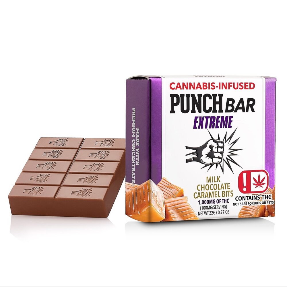 Punch Bar Extreme | Chocolate Bar | Milk Chocolate Caramel Bits | 1000mg