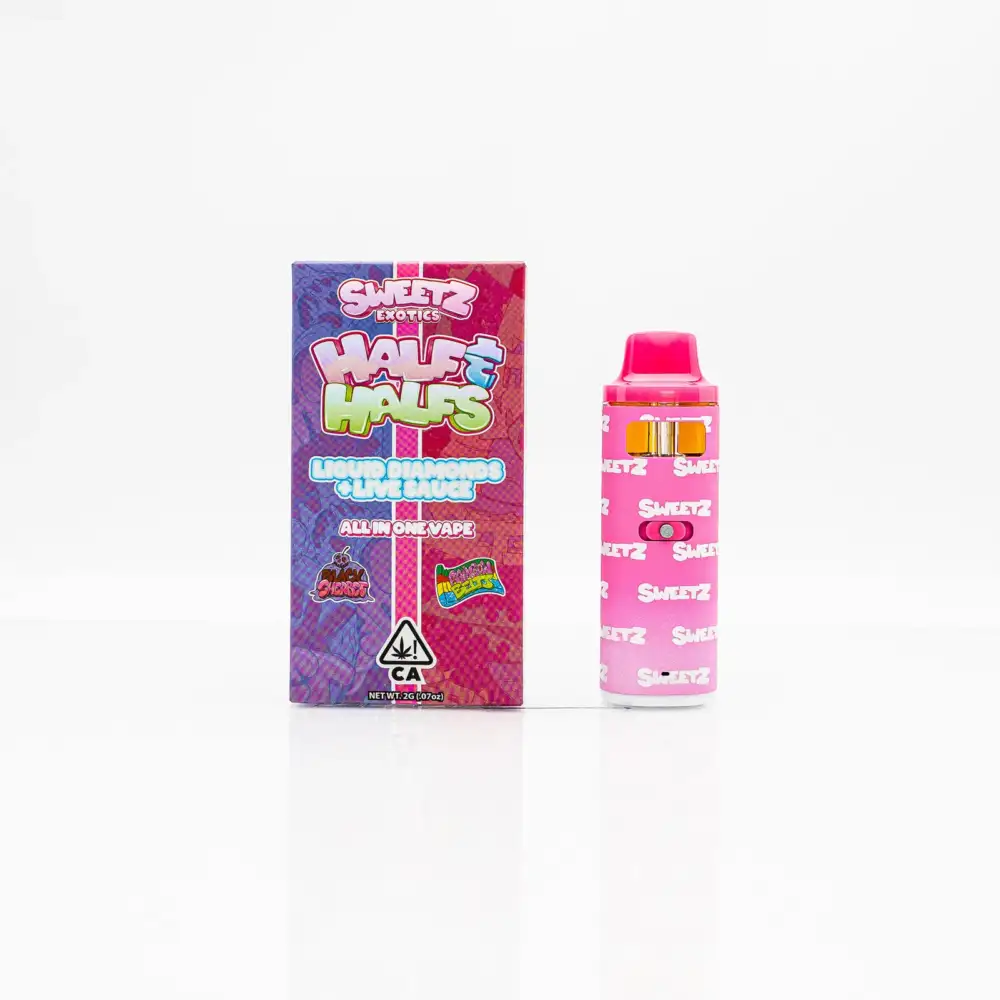 Sweetz Exotics | Disposable | Liquid Diamonds | Half & Half | Black Sherbet x Rainbow Belts | 2g