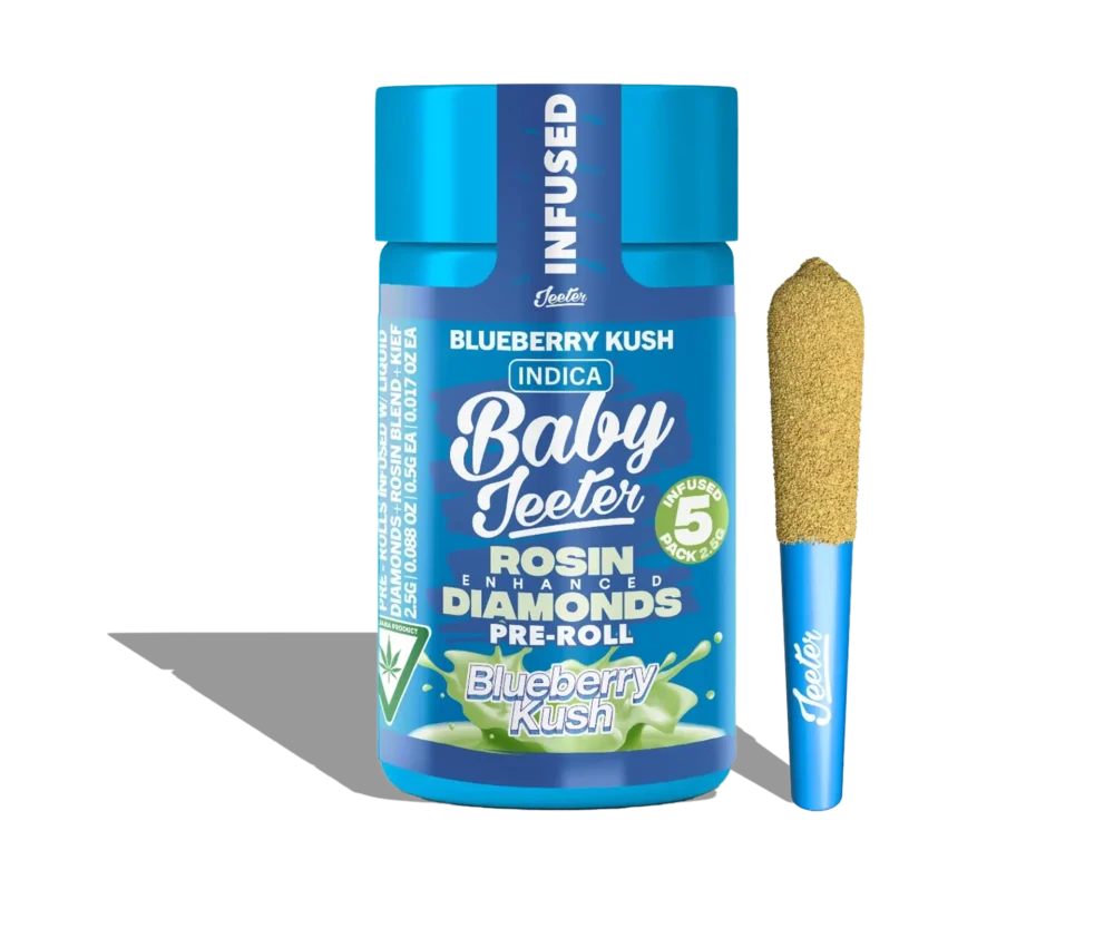 Baby Jeeter | 5 Pack | Infused | Rosin Enhanced Diamonds | Blueberry Kush | 2.5g (5 x 0.5g)