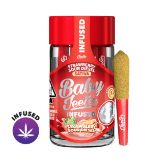 Baby Jeeter | 5 Pack | Infused | Rosin Enhanced Diamonds | Strawberry Sour Diesel | 2.5g (5 x 0.5g) | Sativa