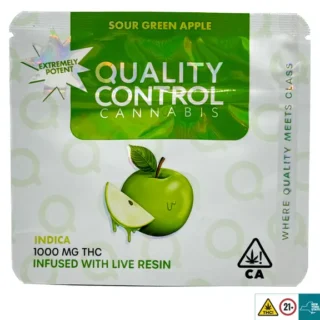 Quality Control Cannabis | Gummies | Sour Belts | Sour Green Apple | 10 Pack | 1000mg (10 x 100mg)