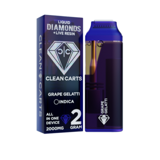 Clean Carts | Disposable | Live Resin + Liquid Diamond | Grape Gelati | 2g