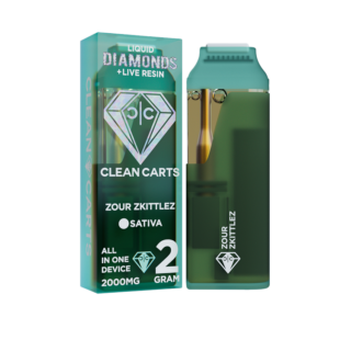 Clean Carts | Disposable | Live Resin + Liquid Diamond | Zour Zkittlez | 2g