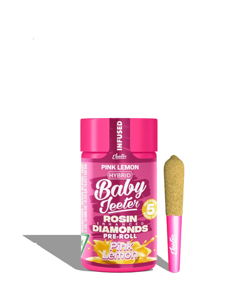 Baby Jeeter | 5 Pack | Infused | Rosin Enhanced Diamonds | Pink Lemonade (H) | 2.5g (5 x 0.5g) | Hybrid