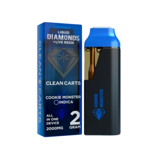 Clean Carts | Disposable | Live Resin + Liquid Diamond | Cookie Monster | 2g | Indica