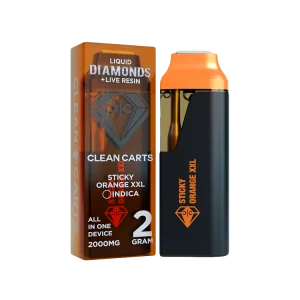 Clean Carts | Disposable | Live Resin + Liquid Diamond | Sticky Orange XXL | 2g | Indica