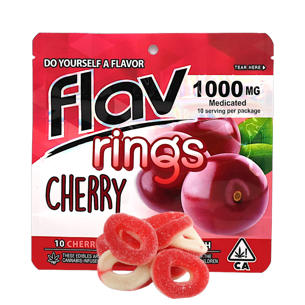FLAV | Gummies | Rings | Cherry (S) | 10 Pack | 1000mg (10pcs x 10mg) | Sativa