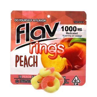 FLAV | Gummies | Rings | Peach (S) | 10 Pack | 1000mg (10pcs x 10mg) | Sativa