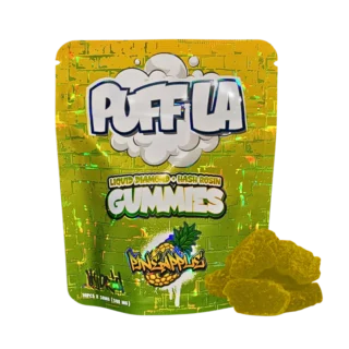 Puff LA | Gummies | Liquid Diamond + Hash Rosin Infused | Pineapple | 10 Pack | 500mg (10 x 50mg) | Hybrid
