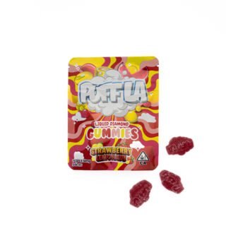 Puff LA | Gummies | Liquid Diamond + Hash Rosin Infused | Strawberry Lemonade | 10 Pack | 500mg (10 x 50mg) | Indica