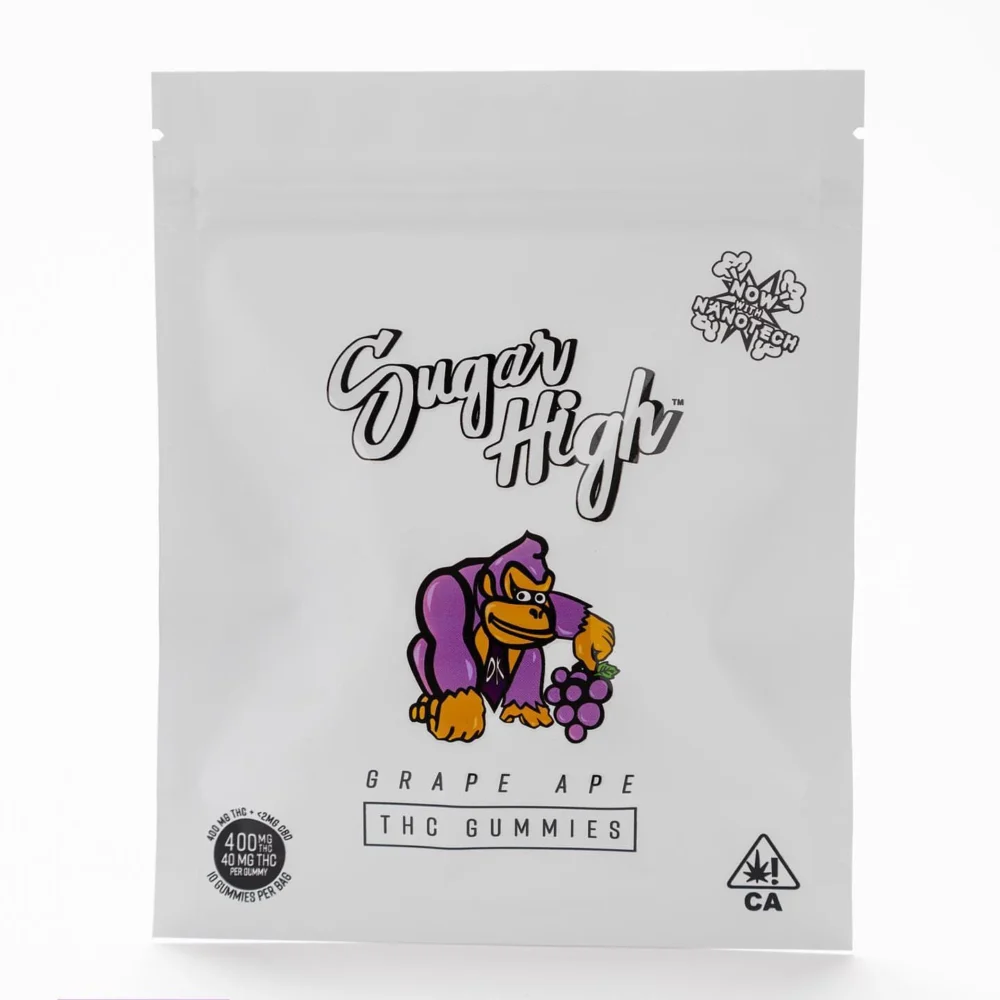 Sugar High | Gummies | Non-GMO, Gluten Free | Grape Ape | 10 Pack | 500mg (10 x 50mg)