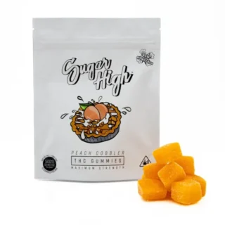 Sugar High | Gummies | Non-GMO, Gluten Free | Peach Cobbler | 10 Pack | 500mg (10 x 50mg)