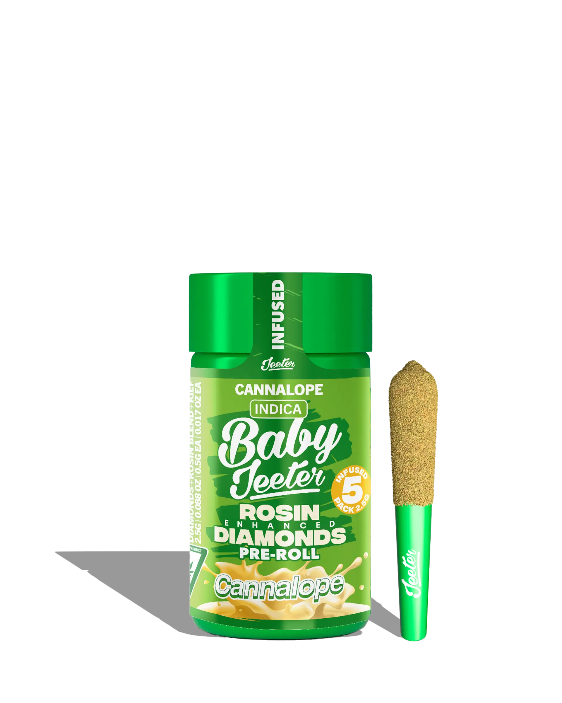 Baby Jeeter | 5 Pack | Infused | Rosin Enhanced Diamonds | Cannalope | 2.5g (5 x 0.5g) | Indica
