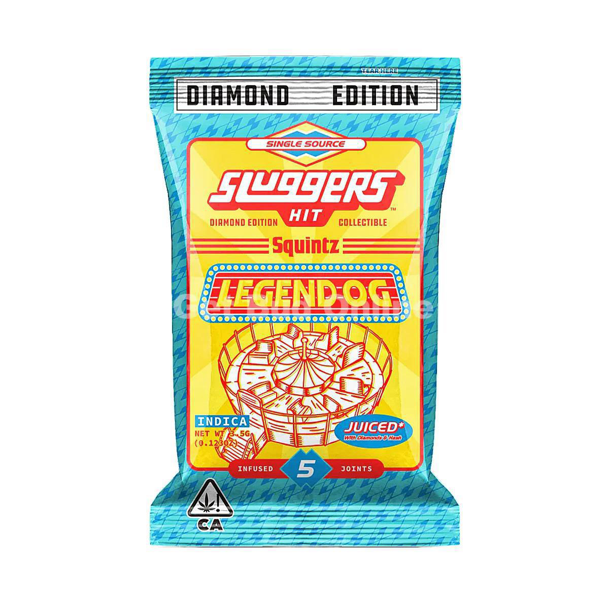 Sluggers Hit | 5 Pack | Triple Infused (Diamonds, Hash, Kief) | Legend OG | 3.5g | Indica